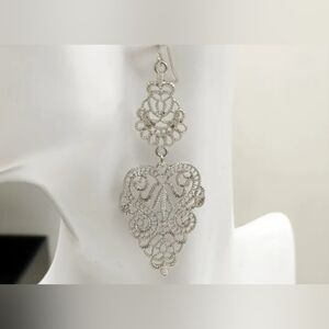 ♥️F 5/$20 Elegant Silver Filigree Earrings